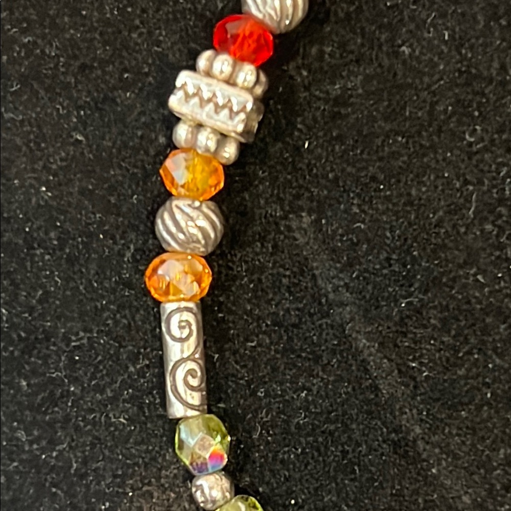 Brighton Multicolor Beaded Bracelet with Silver Charm & Multicolor Crystals 8” . - Picture 4 of 7